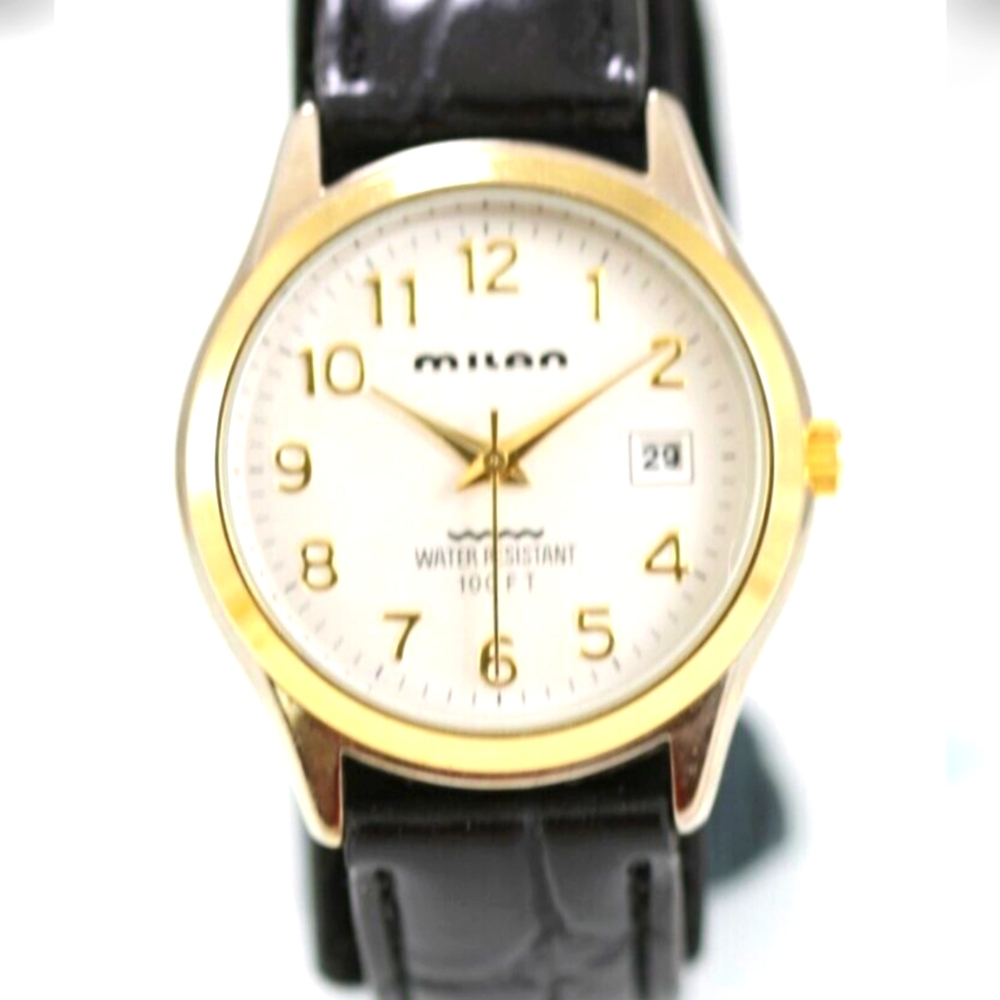 Men's Milan Gold Tone Date Water-Resistant Wristwatch  NOWT